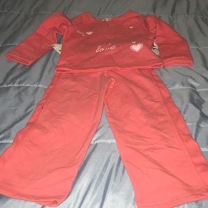 NWT Orange jogging suit Love and hearts design top